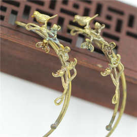 65MM铜花朵儿耳挂 diy古风耳饰材料配件