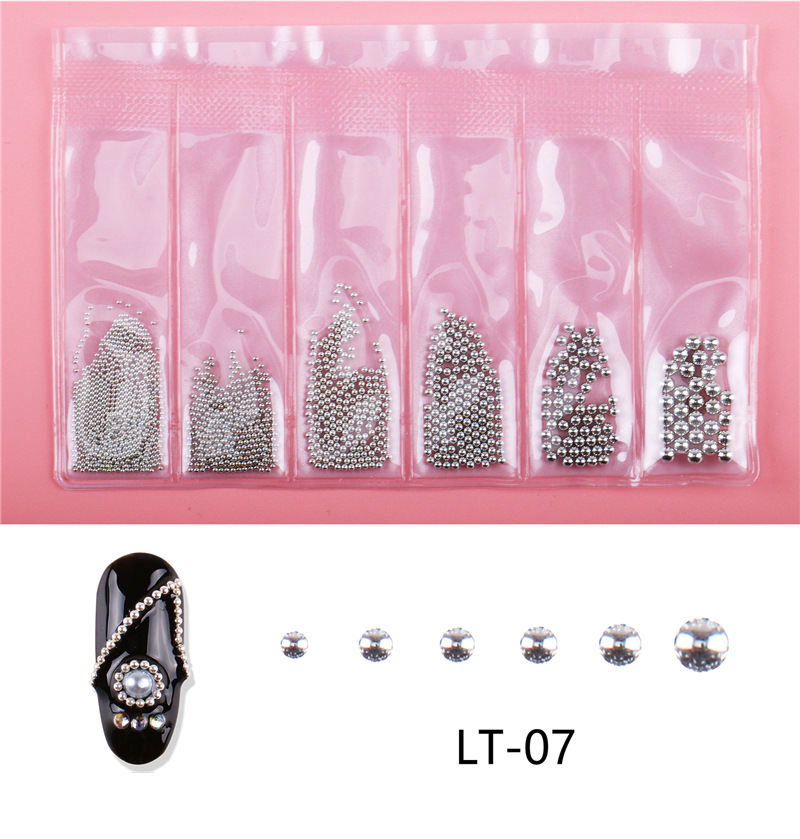 Nuevo 6-rejilla bolsa de uñas cadena de metal joyería red joyería japonesa y coreana de color cadena de acero bolas decoraciones