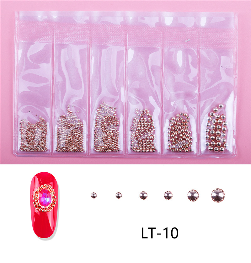 Nuevo 6-rejilla bolsa de uñas cadena de metal joyería red joyería japonesa y coreana de color cadena de acero bolas decoraciones