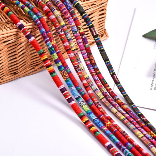 Ethnic style core-spun rope, retro round core-spun outer sewing cloth rope, thread decorative pu rope binding rope manufacturer wholesale