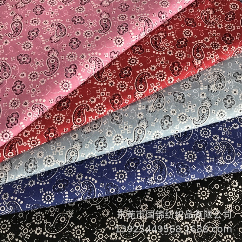 数码直喷腰果变形虫印花布 全棉40支府绸印琵琶花 服装鞋材面料