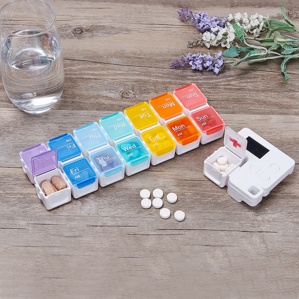 14-week intelligent timing reminder electronic medicine box sub-grid drug pill storage box