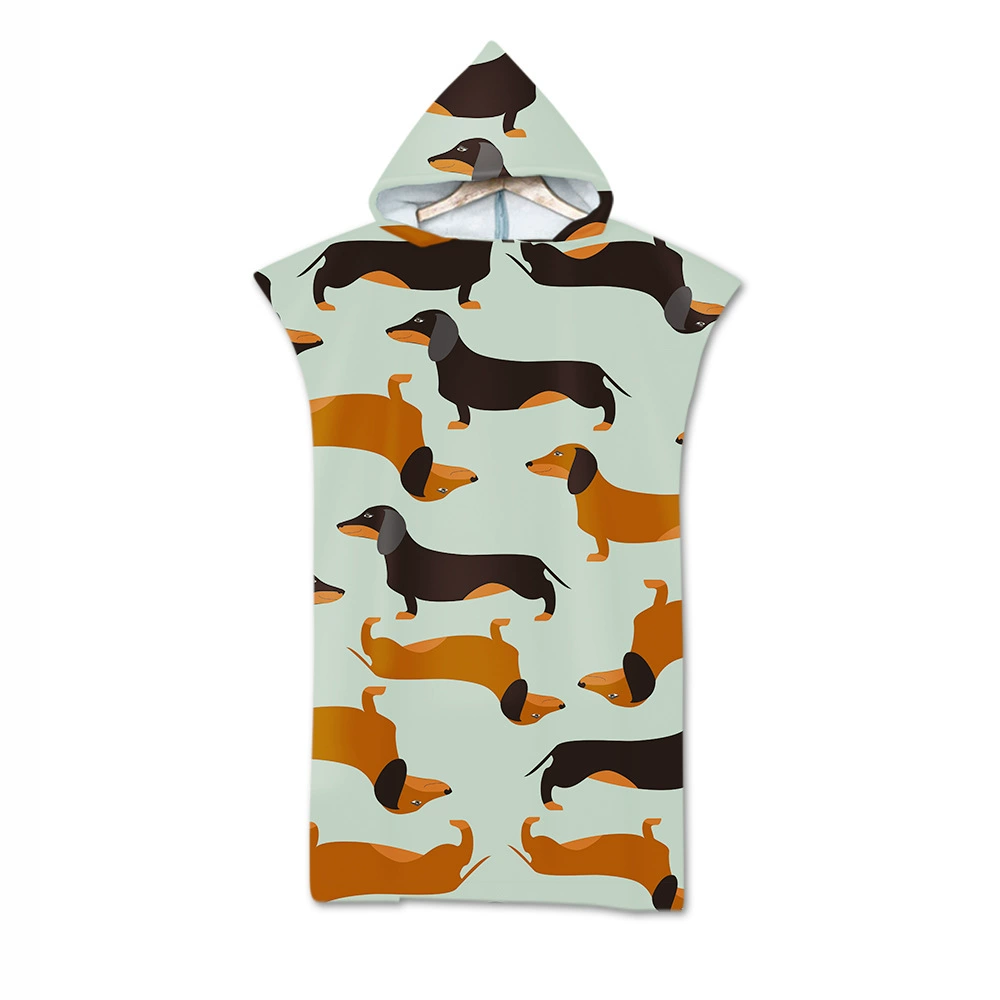 Beach Hooded Changing Robe, Superfine Microfiber 220 GSM, 75×110 cm, Windproof