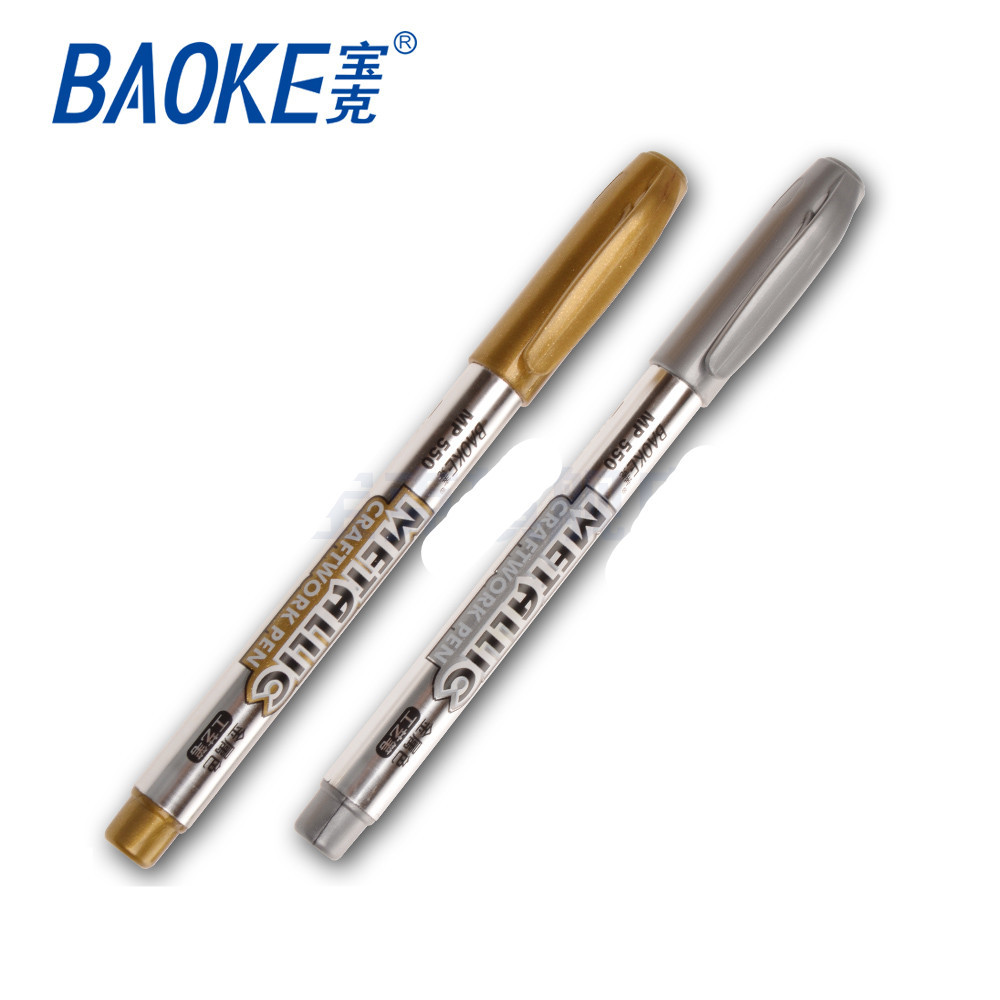 Baoke 550 pintura metálica pluma marcador de oro plata tarjeta de felicitación título DIY álbum artesanía pluma papelería