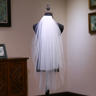 Невеста белая двойная двойная, многослойная вуаль, проездная стрельба, короткая вуаль может покрыть лицо свадебное платье для свадебного платья маленькая вуаль