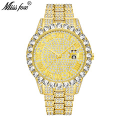MISSFOX new European trend fashion waterproof hip hop full diamond men's watch bracelet factory direct sale