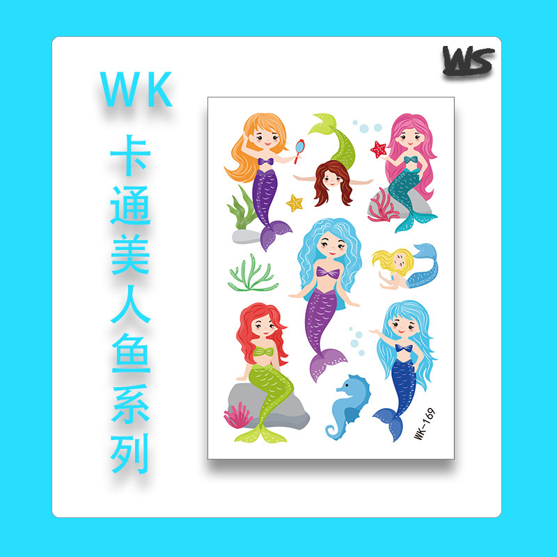 Tatuajes Temporales Infantiles de Unicornio y Sirena Papel de Transferencia de Agua Multicolor para Niños