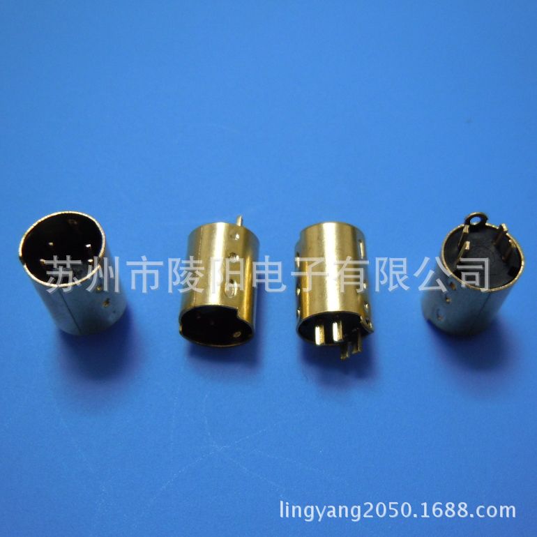 MINI DIN 4P公头/铜壳镀金/铜冲针镀全金