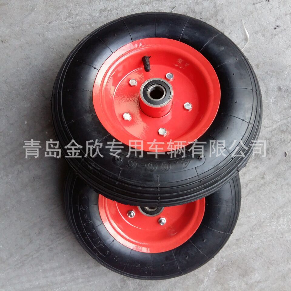 厂家直销12英寸  4.00-6 3.50-6 直纹手推车、工具车橡胶充气轮胎