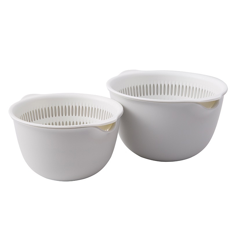 Cocina creativa canasta de drenaje de doble capa de plástico multifuncional ronda cesta de lavado de verduras cesta de filtro de agua para el hogar de frutas