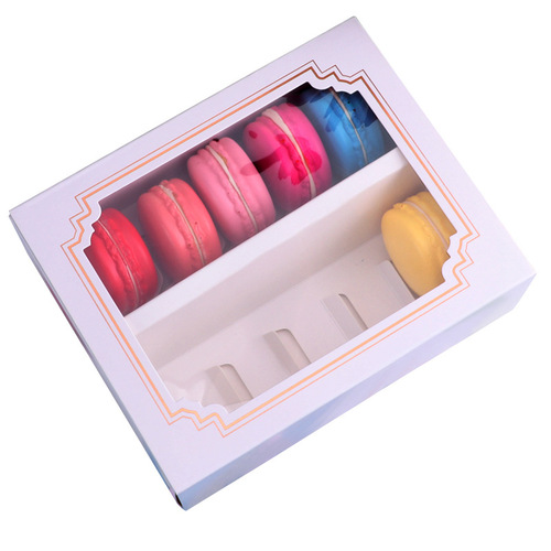 Baking packaging box, European hot stamping, 5/10 pieces, macarons, transparent window box, chocolate box