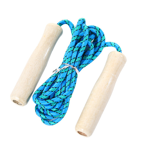 Solid Wood Handle Hollow Cotton Rubber Single Jump Rope for Children Students Sports Fitness Fat Loss Jump Rope Sports Equipment Jump Rope