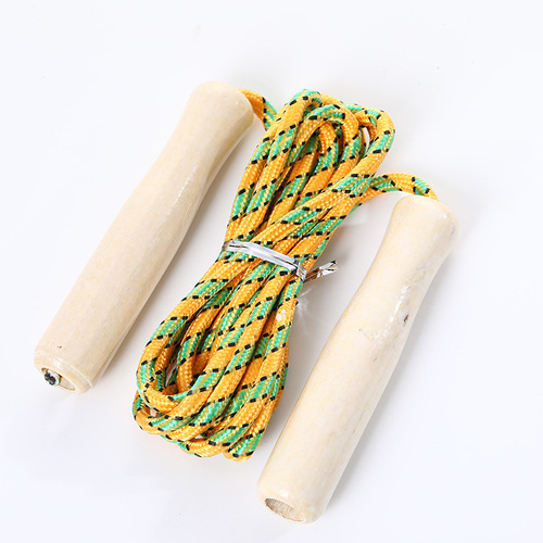 Solid Wood Handle Hollow Cotton Rubber Single Jump Rope for Children Students Sports Fitness Fat Loss Jump Rope Sports Equipment Jump Rope