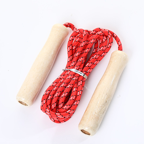 Solid Wood Handle Hollow Cotton Rubber Single Jump Rope for Children Students Sports Fitness Fat Loss Jump Rope Sports Equipment Jump Rope