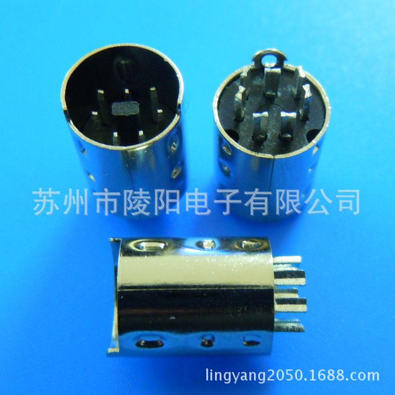 MINI DIN 7P公头/三排针/铜壳镀镍/铜冲针镀全锡