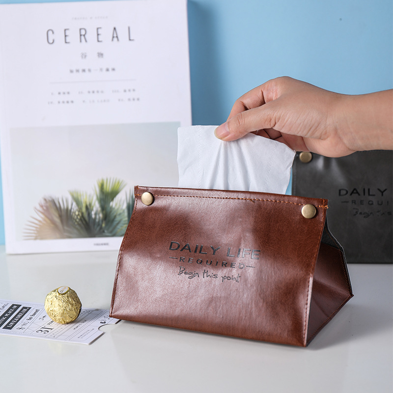 Porta Pañuelos de Cuero para Sala de Estar o Comedor