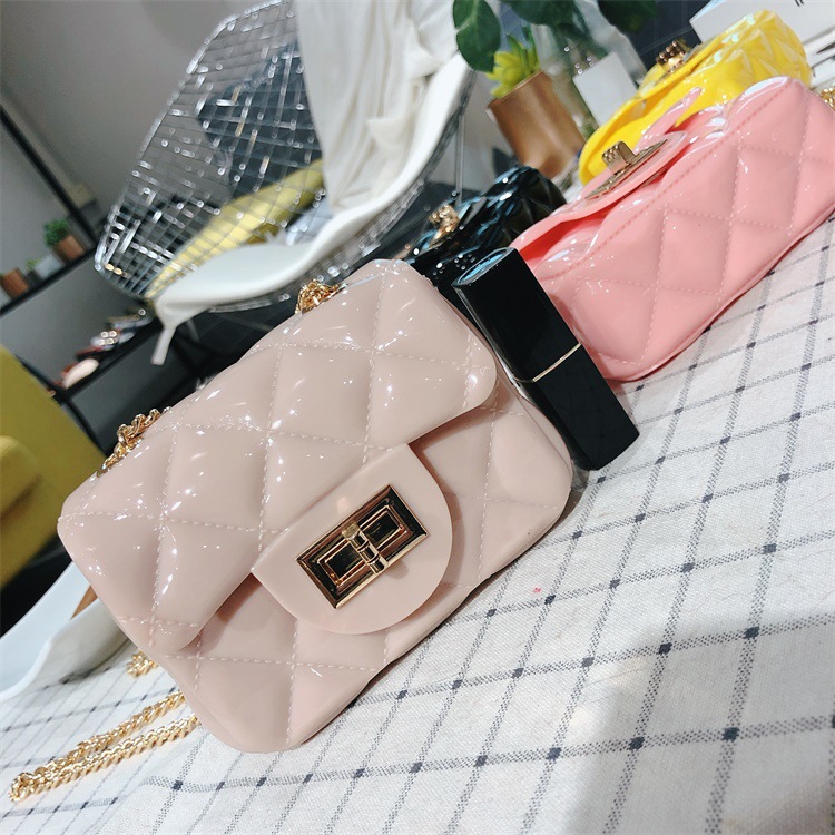 2025 Summer New Mini Mini Jelly Bag Crossbody Shoulder Bag Korean Style Diamond Chain Bag Pvc Coin Women's Bag