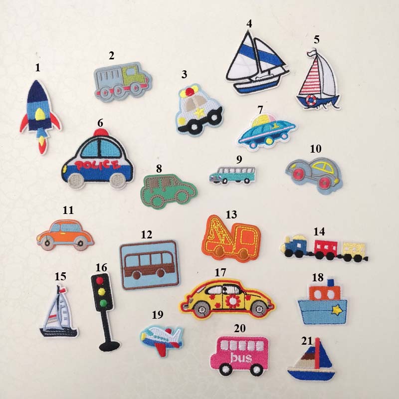 交通工具车公交飞机船火箭贴布贴花补丁衣服辅料徽章臂章刺绣衣贴