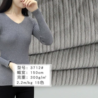 厂家直销针织布不规则大小乱坑罗纹纯色条纹服装面料弹力罗纹布料