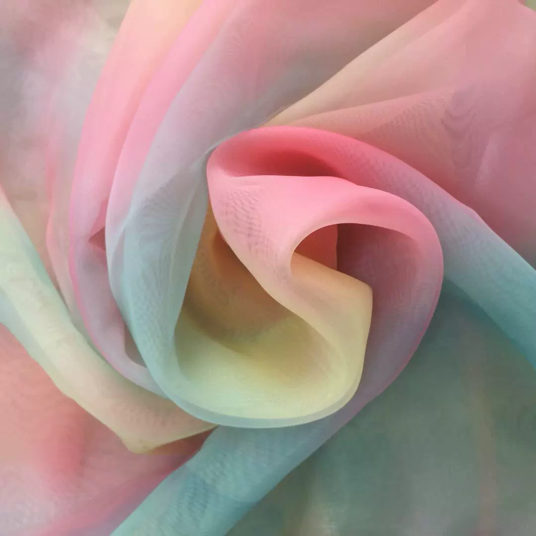 欧根纱    七彩渐变花型   全尼龙彩虹欧根纱  工厂价  花型多