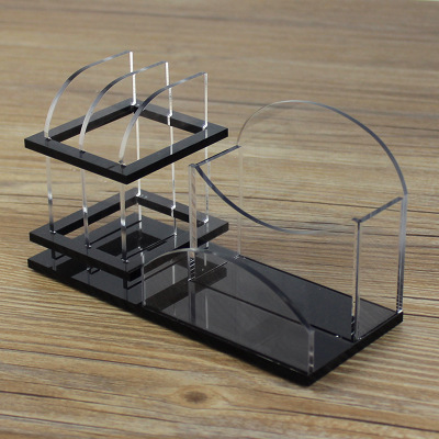 JARO caja de tarjeta de visita de alta gama caja de tarjeta de tres capas de doble capa caja de almacenamiento de papelería de oficina de regalo de escritorio de acrílico