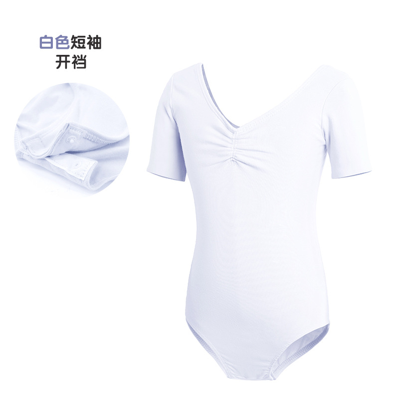 Trajes de baile para niños Trajes de entrenamiento para niñas de verano Trajes de ballet de manga corta Trajes de baile de una pieza para exámenes de danza china