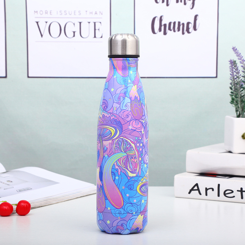 Nueva botella de coque de acero inoxidable creativo patrón de escala de pescado rayado taza de vacío de comercio exterior moda deportes taza de agua al aire libre al por mayor