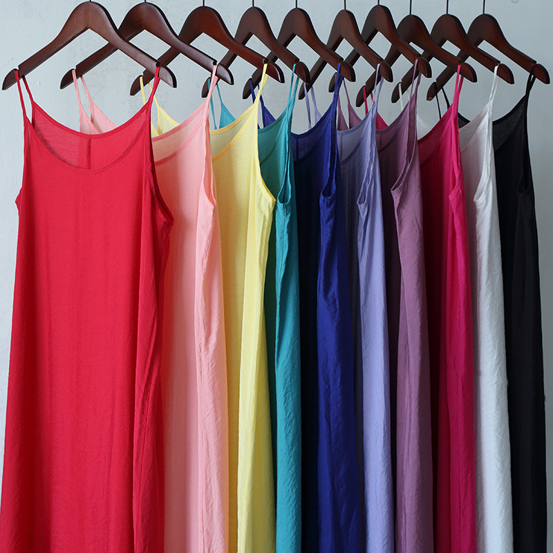 Summer Silk Cotton Artistic Base Strap Vest Skirt Women's Petticoat Loose Inner Small Strap Top Large Size Cotton Linen Women's Dress Summer Silk Cotton Artistic Base Strap Vest Skirt Women's Petticoat Loose Inner Small Strap Top Large Size Cotton Linen Women's Dress