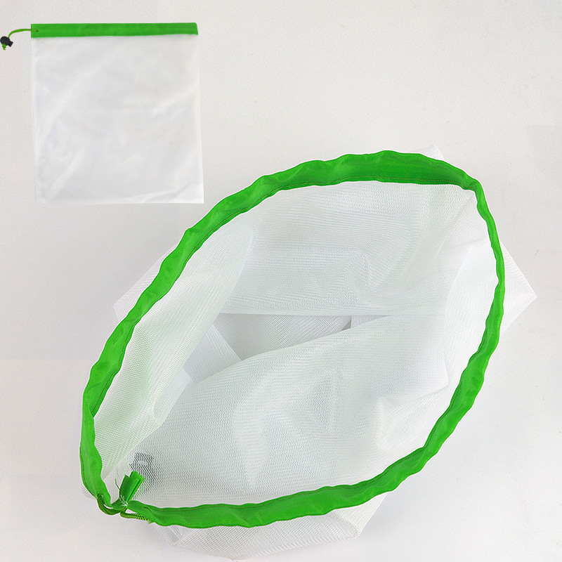 亚马逊热销涤纶拼接单边抽绳束口袋可水洗水果玩具收纳网布袋