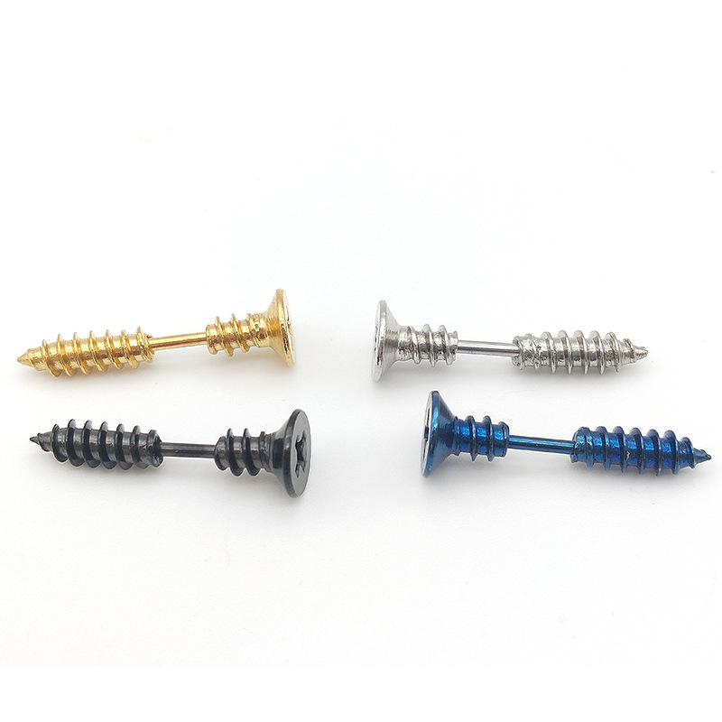 Directly from the Manufacturer: European and American Style Halloween Quirky Screw Stud Earrings with Holes for Men and Women, Costume Accessories and Jewelry