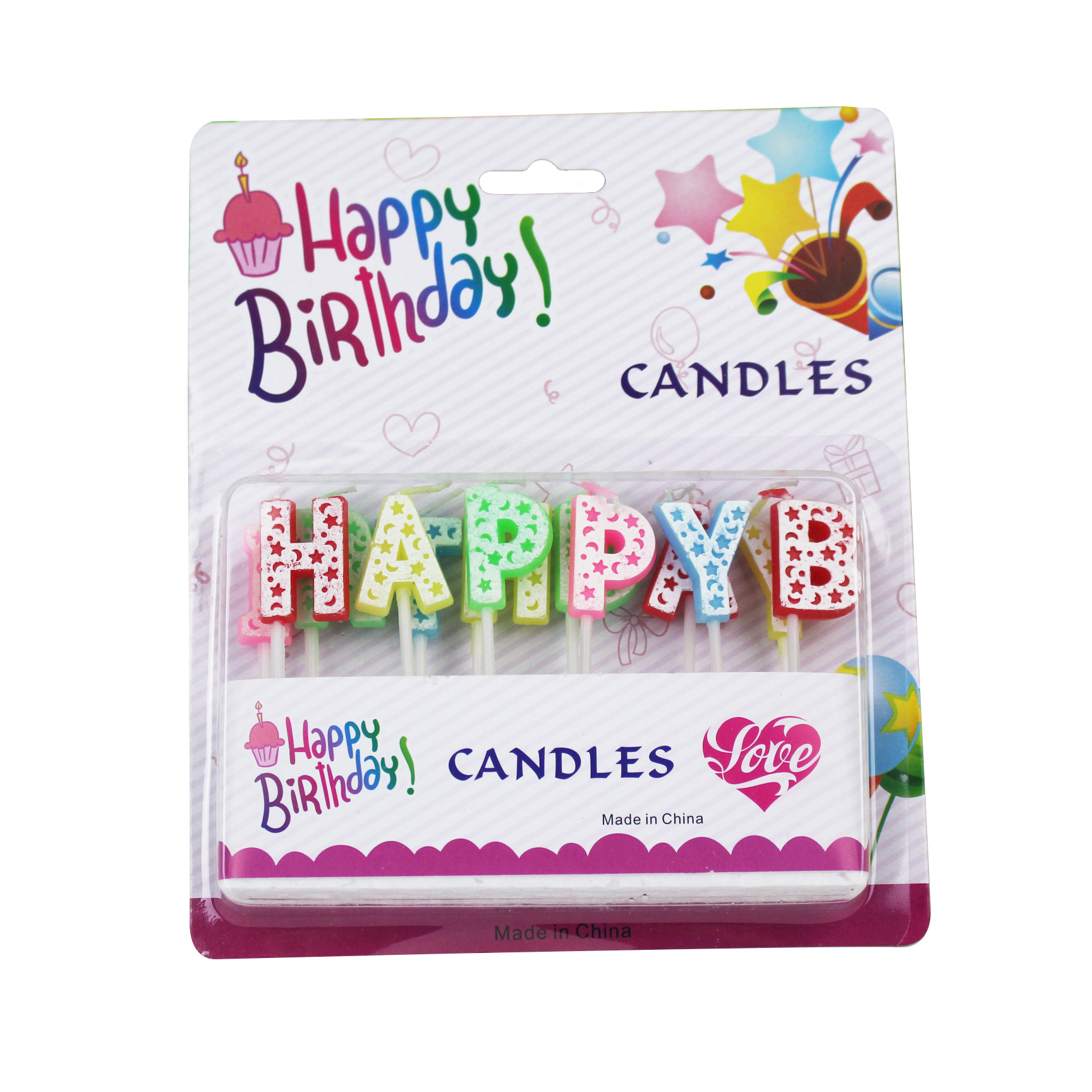 Fábrica al por mayor carta vela estrella Luna Carta inglesa Tarjeta de succión decoración de la torta pastel de cumpleaños vela