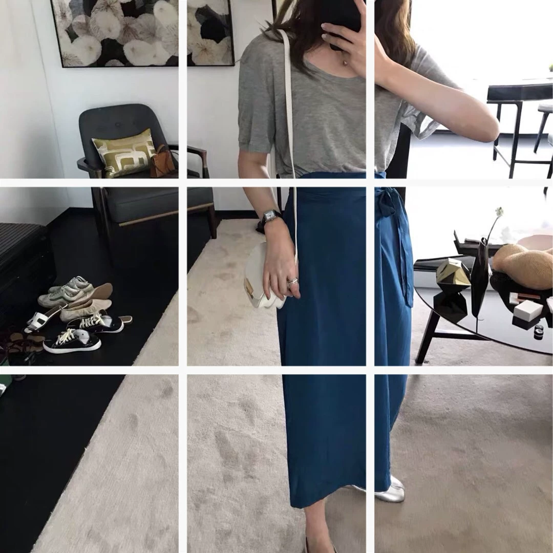 Французская нишевая юбка с синим ремешком, летняя юбка средней длины Super Fire A-Line