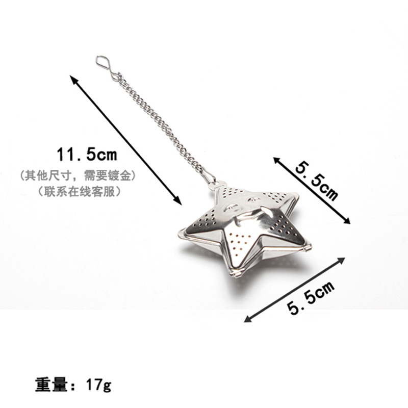 En existencias 304 de acero inoxidable Filtro de té cadena estrella amor casa tetera metal té filtro red