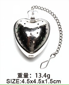 En existencias 304 de acero inoxidable Filtro de té cadena estrella amor casa tetera metal té filtro red