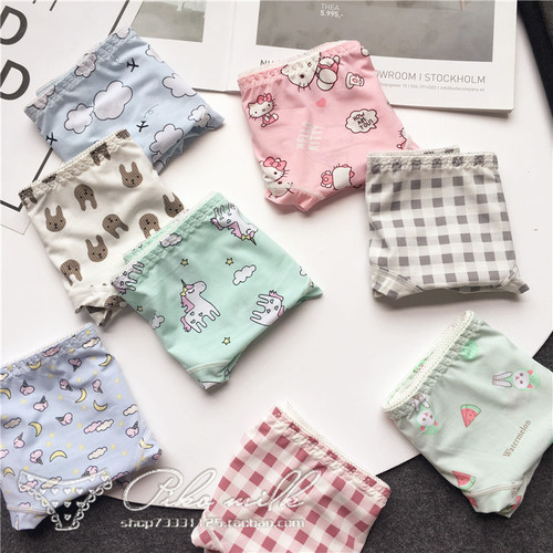 【80-120】333 ice silk printed cute women’s underwear low-waist milk silk comfortable printed women’s underwear