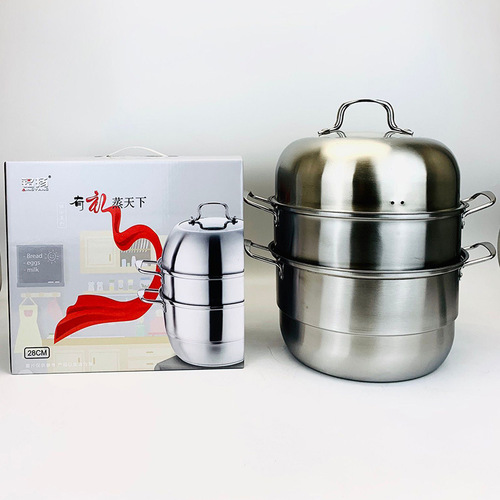 Mingyang 2-3 Layer Stainless Steel Steamer Multifunctional Gift Cookware Wholesale 28cm Chinese with Logo Printed Pot