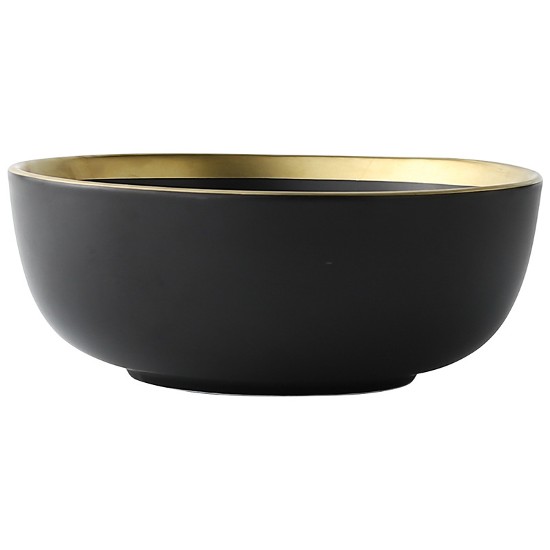 Vajilla de cerámica con borde dorado mate, estilo nórdico - Mayorista
