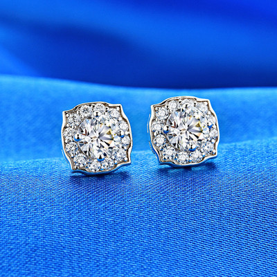 s925 Silver earrings Sydney Flowers grace Simplicity fashion 18k Platinum Carbon Diamond Earrings