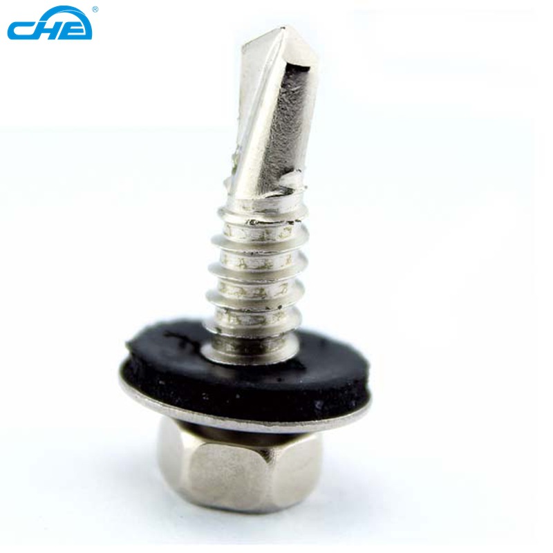Chuanghe suministro directo de fábrica brida hexagonal con cola de perforación mediana clavo tornillo autorroscante tornillo de juguete color zinc piezas no estándar