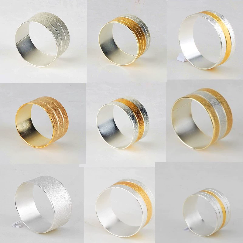 Оптовая Продажа с фабрики Золотое железо полное серебро Средняя двойная линия партии цветочное кольцо для полотенец Пряжка для салфеток Кольцо Для Салфеток смесь