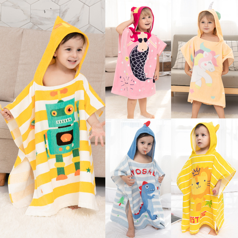 Children's cotton hooded cape cloak Boys and Girls cute cartoon cotton bathrobe baby beach towel factory wholesale Children's cotton hooded cape cloak Boys and Girls cute cartoon cotton bathrobe baby beach towel factory wholesale