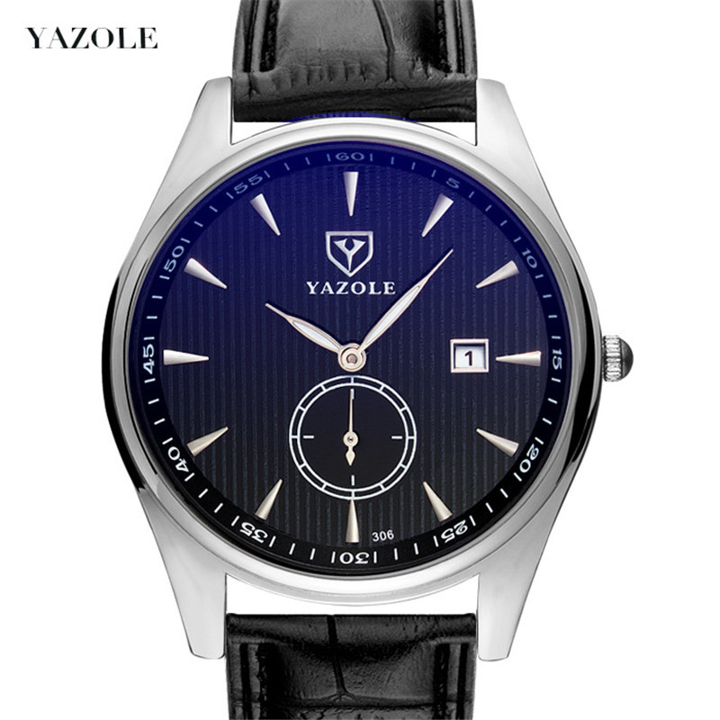 YAZOLE306两针半英伦风商务表小秒针两针半夜光防水日历时尚手表