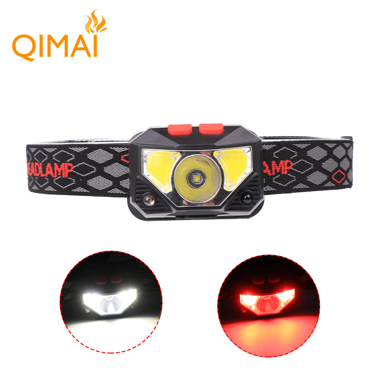 Lampe frontale d'extérieur puissante XPG+COB à induction rouge et blanche, rechargeable par USB et dotée d'un indicateur de puissance._voghion.com