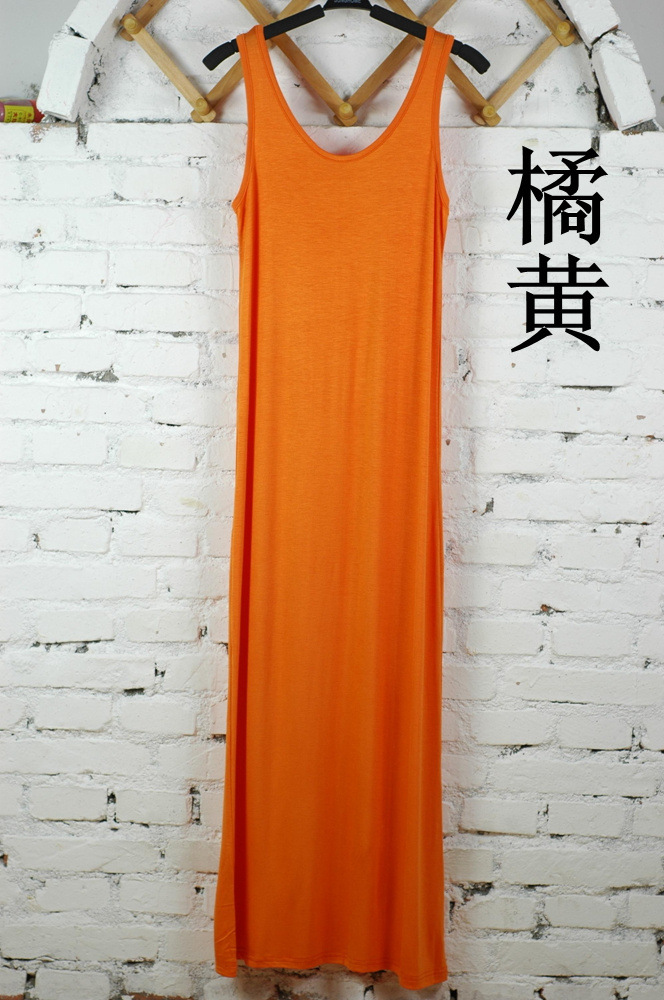 125cm 롱 스커트 밝은 오렌지