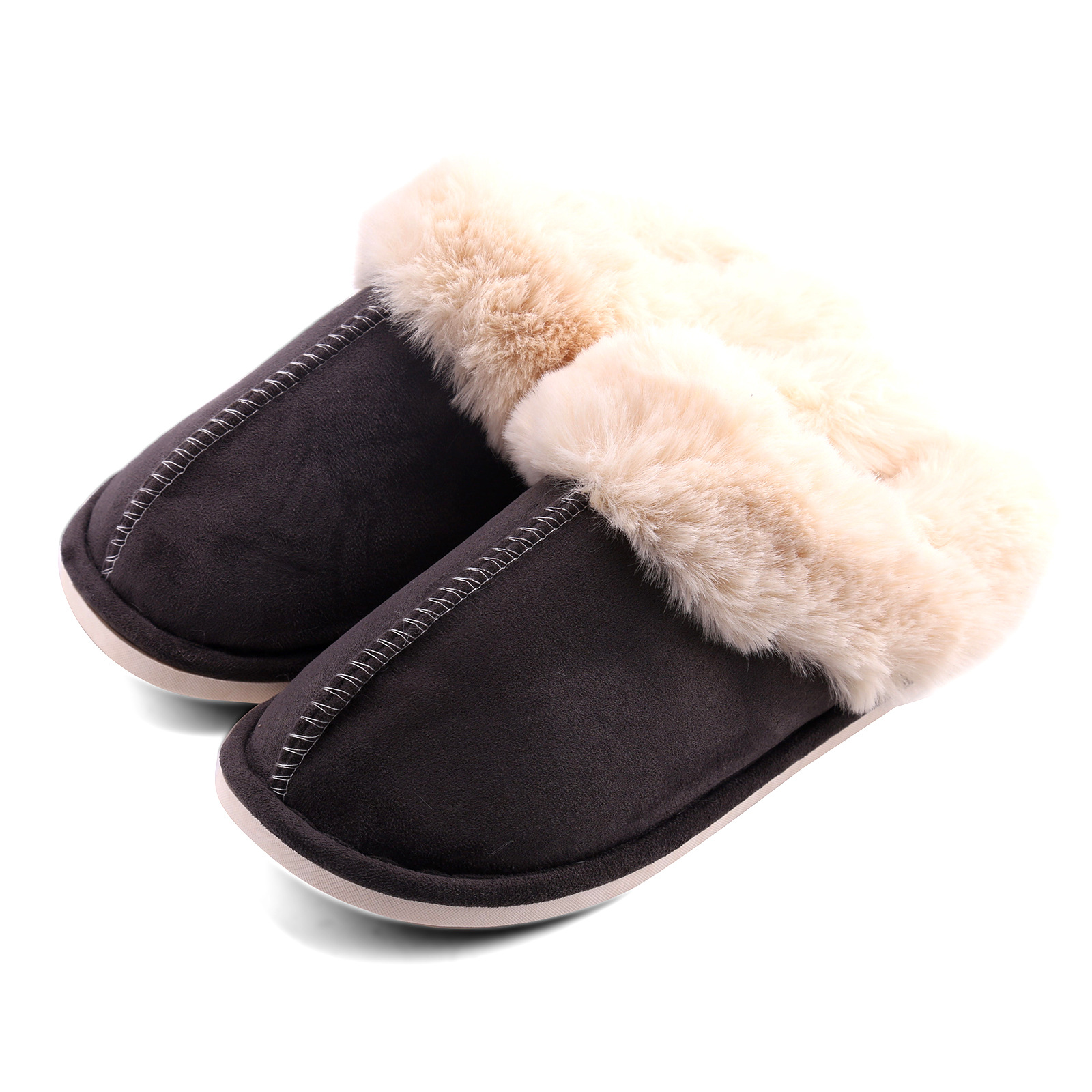 Cross-border e-commerce Amazon Mao Mouth Home Slippers Men's and Women's Indoor and Outdoor Warm Slippers Cotton Slippers Spot