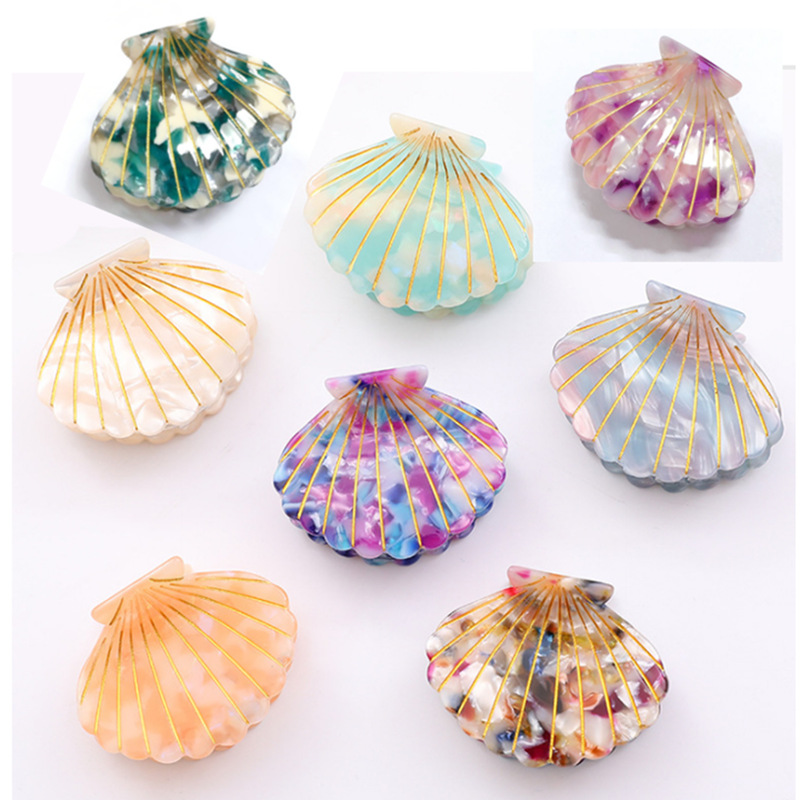 Wholesale of Niche Cross-Border Shell Hair Clips, Japanese-Style Simple Back-Of-Head Hairpins, Acetate Fresh Korean Hair Accessories