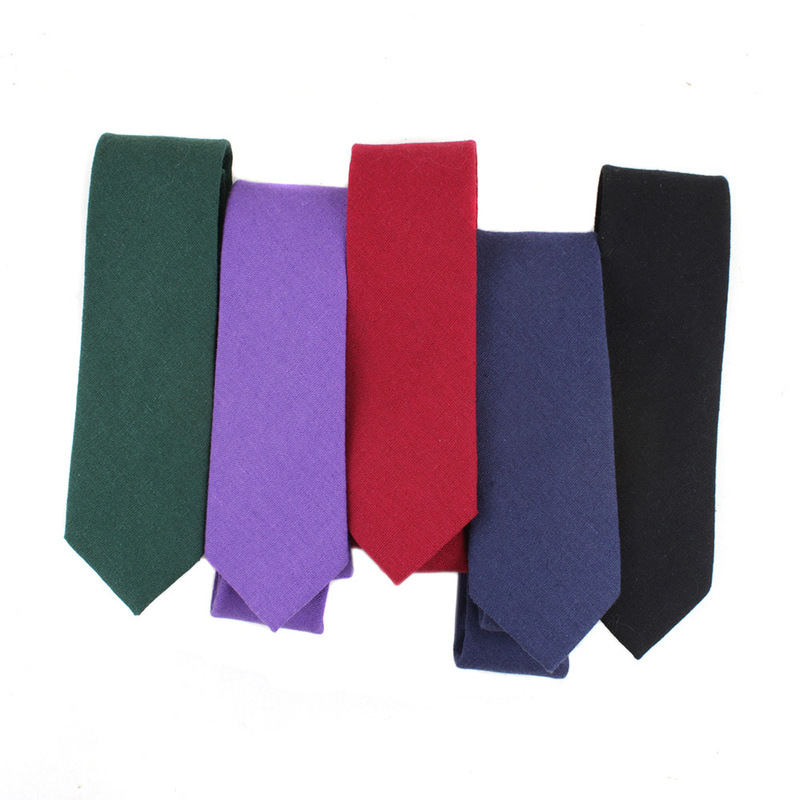 Tie men's solid color linen texture 6cm narrow version boys plain hand casual tie spot wholesale handmade tie