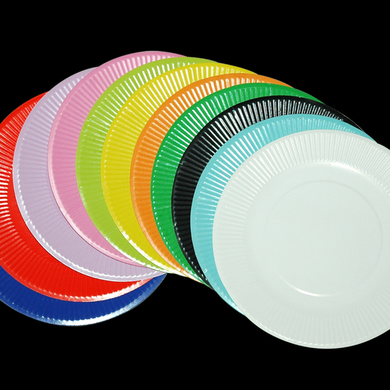 Kindergarten handmade material diy paper plate 19cm color disposable paper plate factory sales special offer hot sale