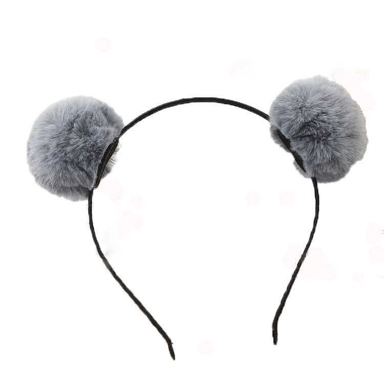 Celebridad estilo de moda estilo coreano conejo-como felpa doble Bola de piel diadema lindo dibujos animados vacaciones cabeza creativa hebilla para el comercio electrónico