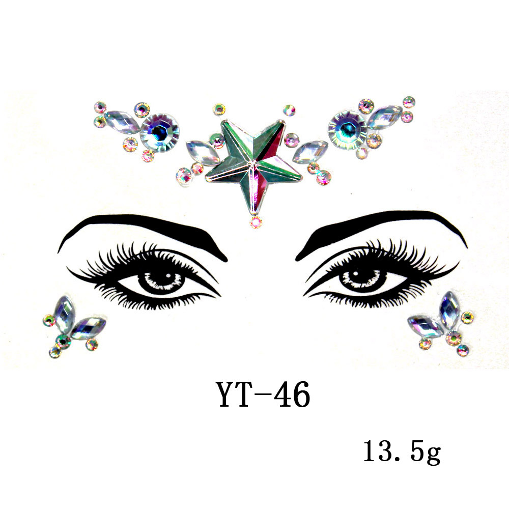 Decoraciones populares europeas y americanas para la cara de disfraces, pegatinas de diamantes para la cara respetuosas con el medio ambiente, pegatinas de diamantes acrílicos para la cara, pegatinas para la cara, pegatinas de diamantes para la cara